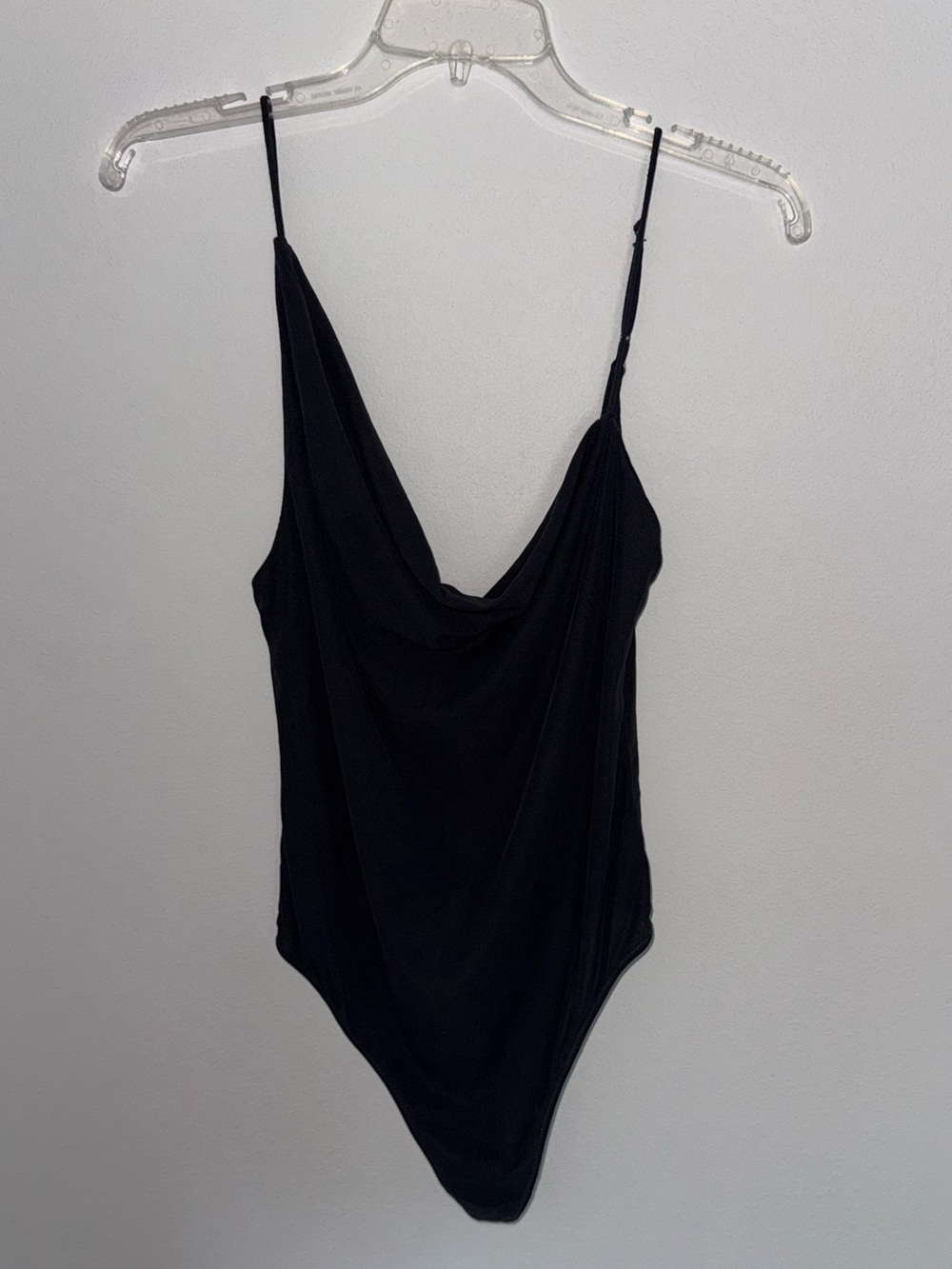 Out From Under Urban Outfitters Asymmetrical Cowl Neck Thong Bodysuit Black L